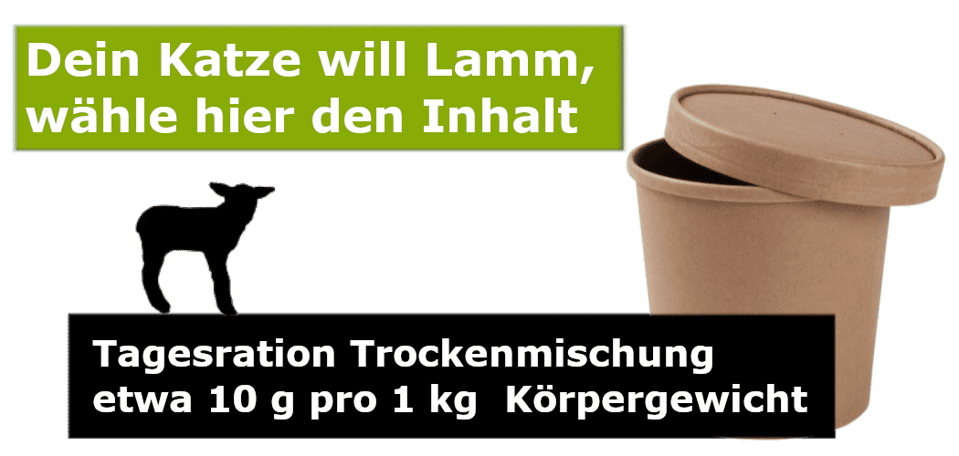 Katze Trocken Barf mit hohem Fleischanteil Du hast dich für Katze Trocken Barf Lamm entschieden, hier wählst du die Größe