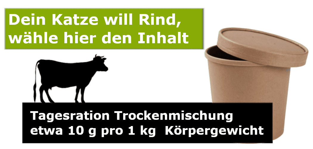 Katze Trocken Barf mit hohem Fleischanteil Du hast dich für Katze Trocken Barf Rind entschieden, hier wählst du die Größe